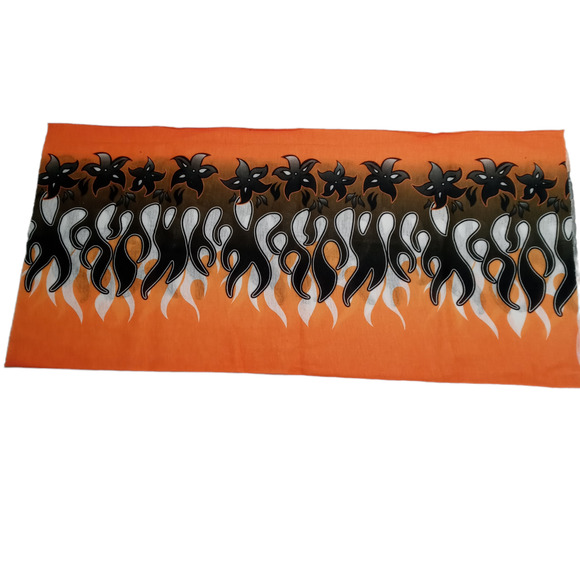 Orange Black Bandana Flames Face Mask Neck Gaiter Do Rag Halloween Costume - Picture 12 of 12